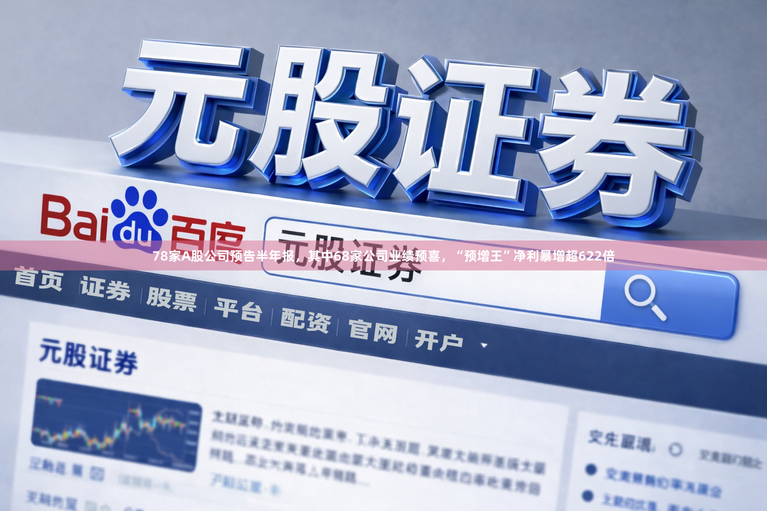 78家A股公司预告半年报，其中68家公司业绩预喜，“预增王”净利暴增超622倍